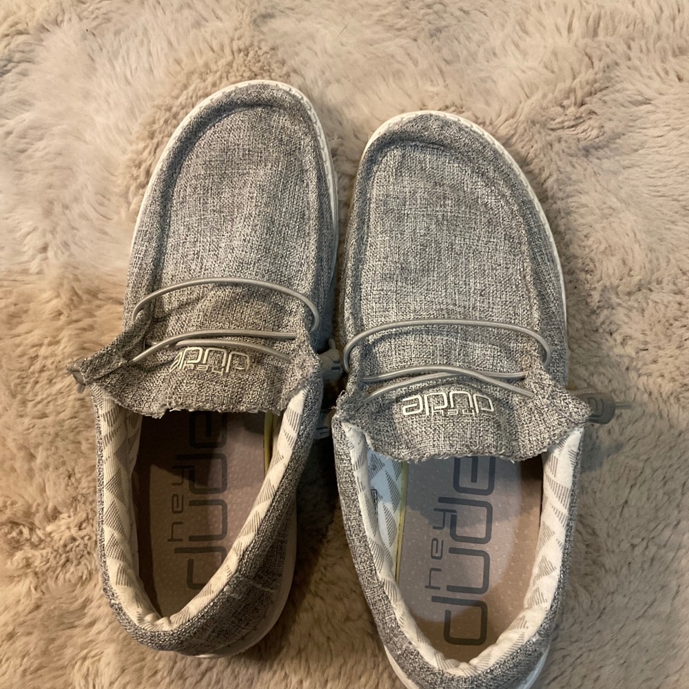 Hey Dude Size 8 Wally Linen Iron Mens Shoes Slip On Casual Gray - Picture 6 of 7